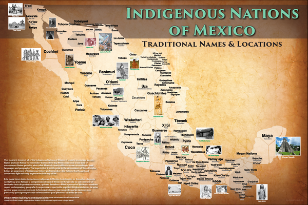 Mexico - 24"x36" — pre-contact Native American tribal homeland map poster
