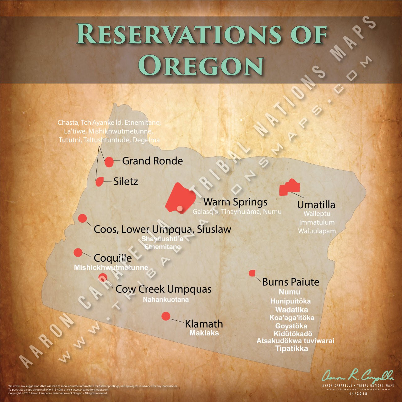 Oregon Indian Reservation Map Poster [Native American Map Poster / Wall Art]