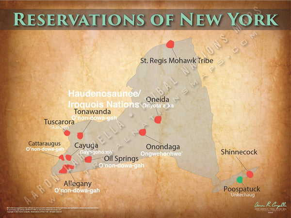 New York Indian Reservation Map Poster [Native American Map Poster / Wall Art]