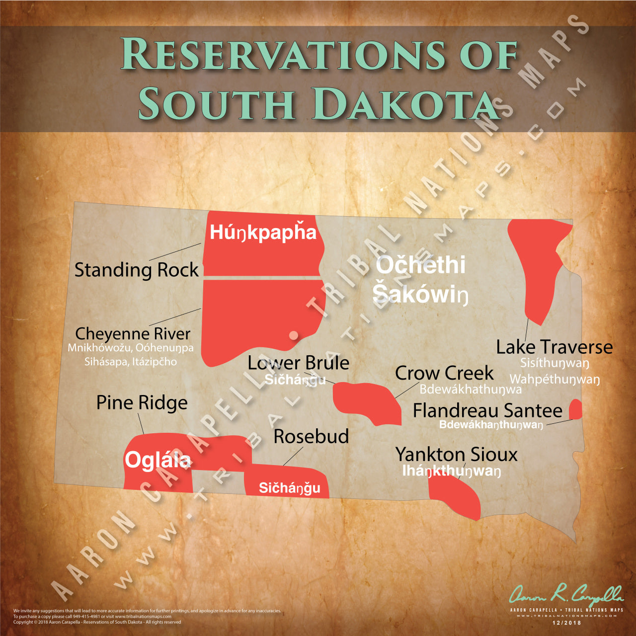 South Dakota Indian Reservation Map Poster [Native American Map Poster / Wall Art]
