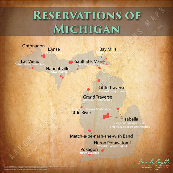 Michigan Indian Reservation Map Poster [Native American Map Poster / Wall Art]