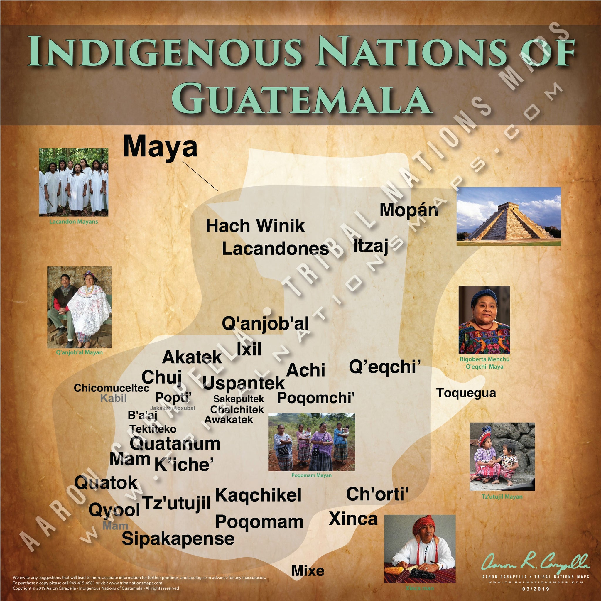 Indigenous Nations of Guatemala - 18"x24" — pre-contact Native American tribal homeland map poster