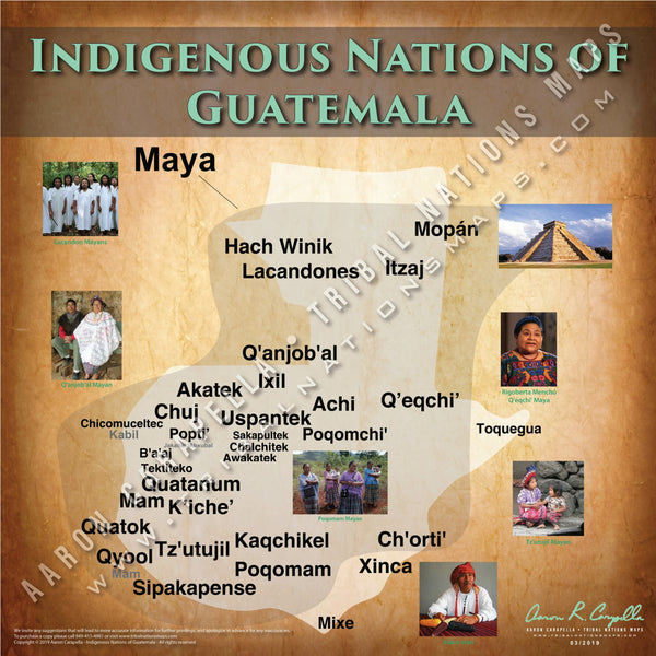 Indigenous Nations of Guatemala - 18"x24" — pre-contact Native American tribal homeland map poster