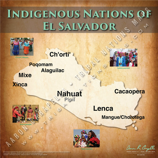 Indigenous Nations of El Salvador - 18"x24" — pre-contact Native American tribal homeland map poster