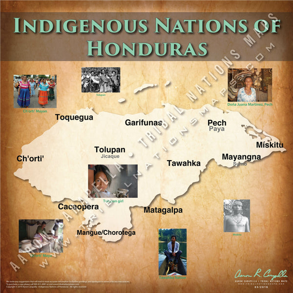 Indigenous Nations of Honduras - 18"x24" — pre-contact Native American tribal homeland map poster