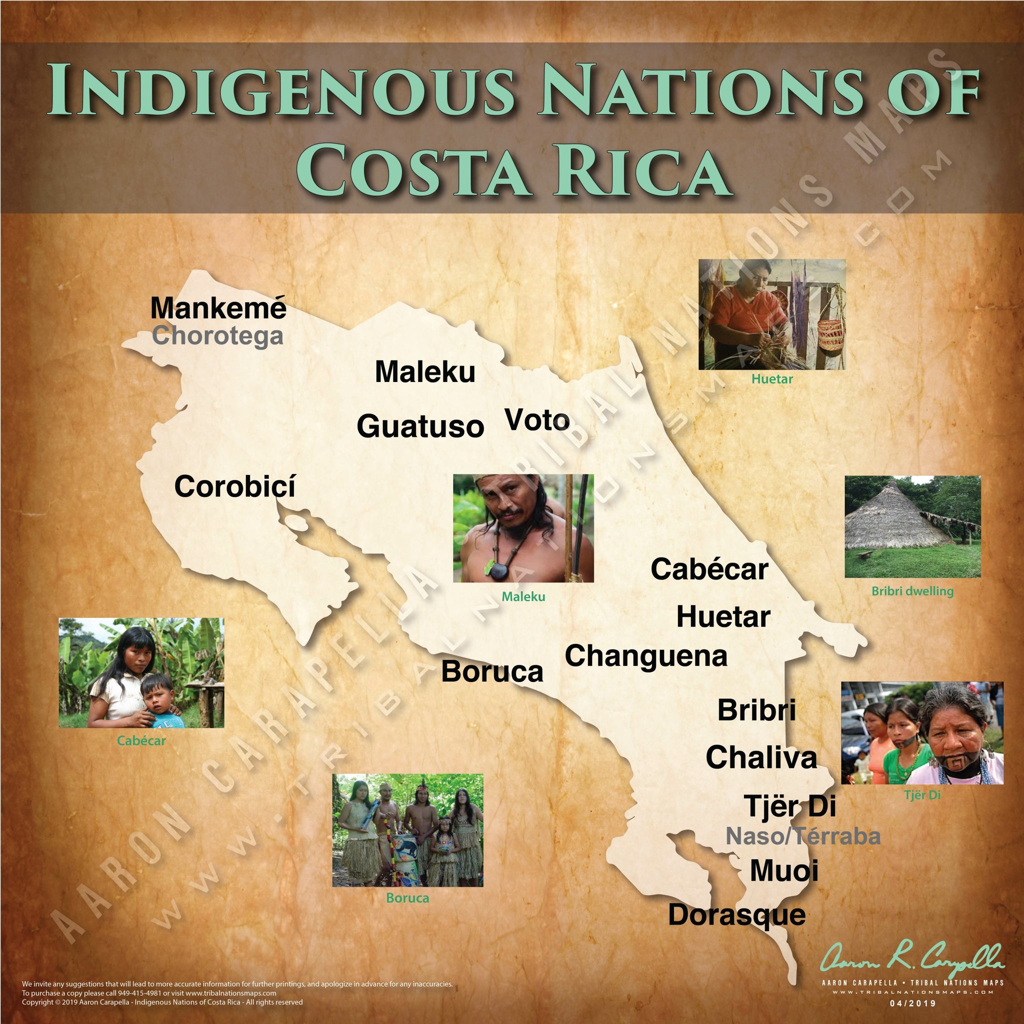 Indigenous Nations of Costa Rica - 18"x24" — pre-contact Native American tribal homeland map poster