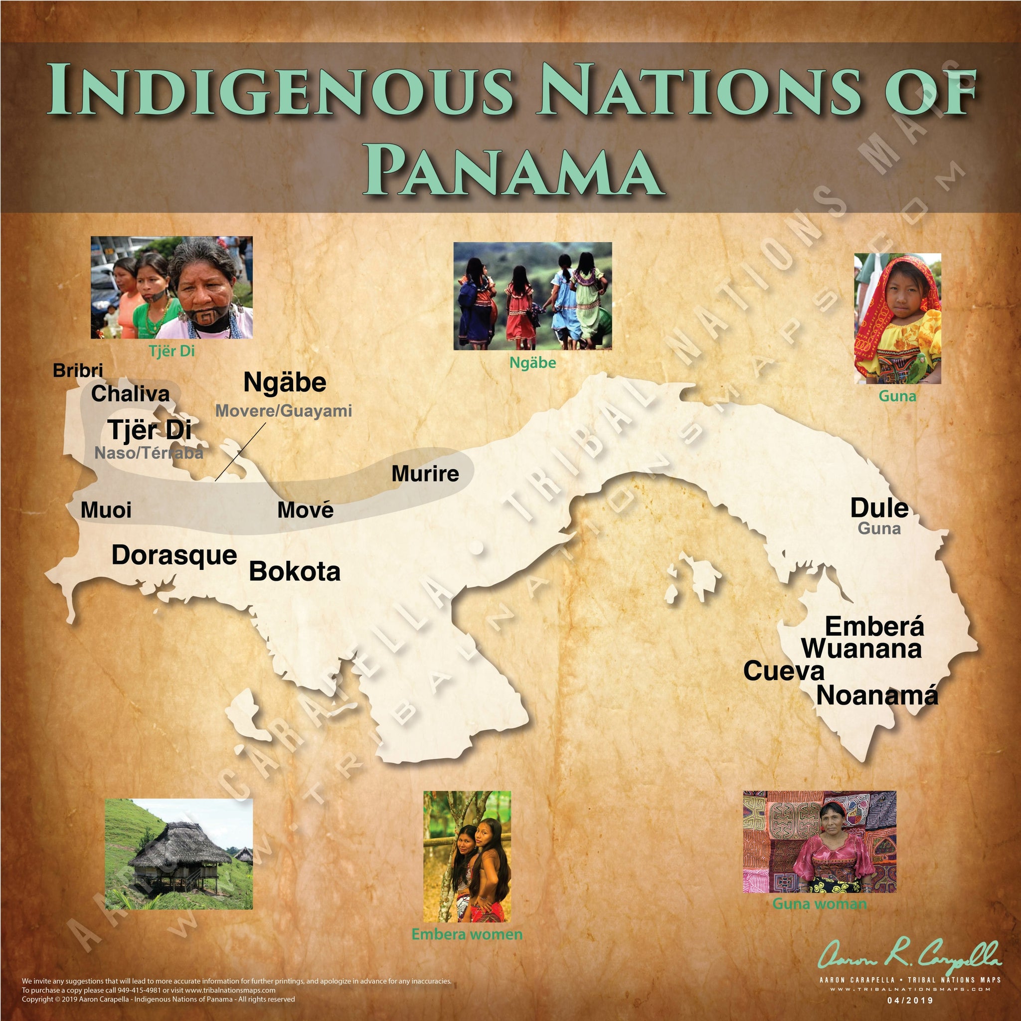 Indigenous Nations of Panama - 18"x24" — pre-contact Native American tribal homeland map poster