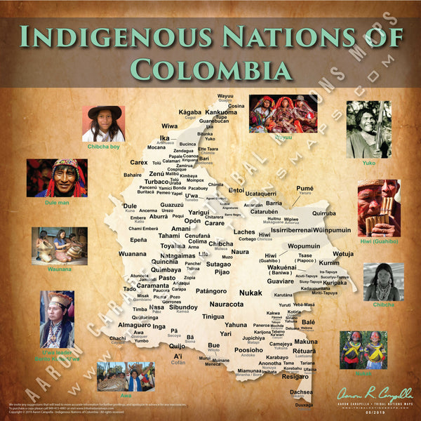 Indigenous Nations of Colombia - 18"x24" — pre-contact Native American tribal homeland map poster