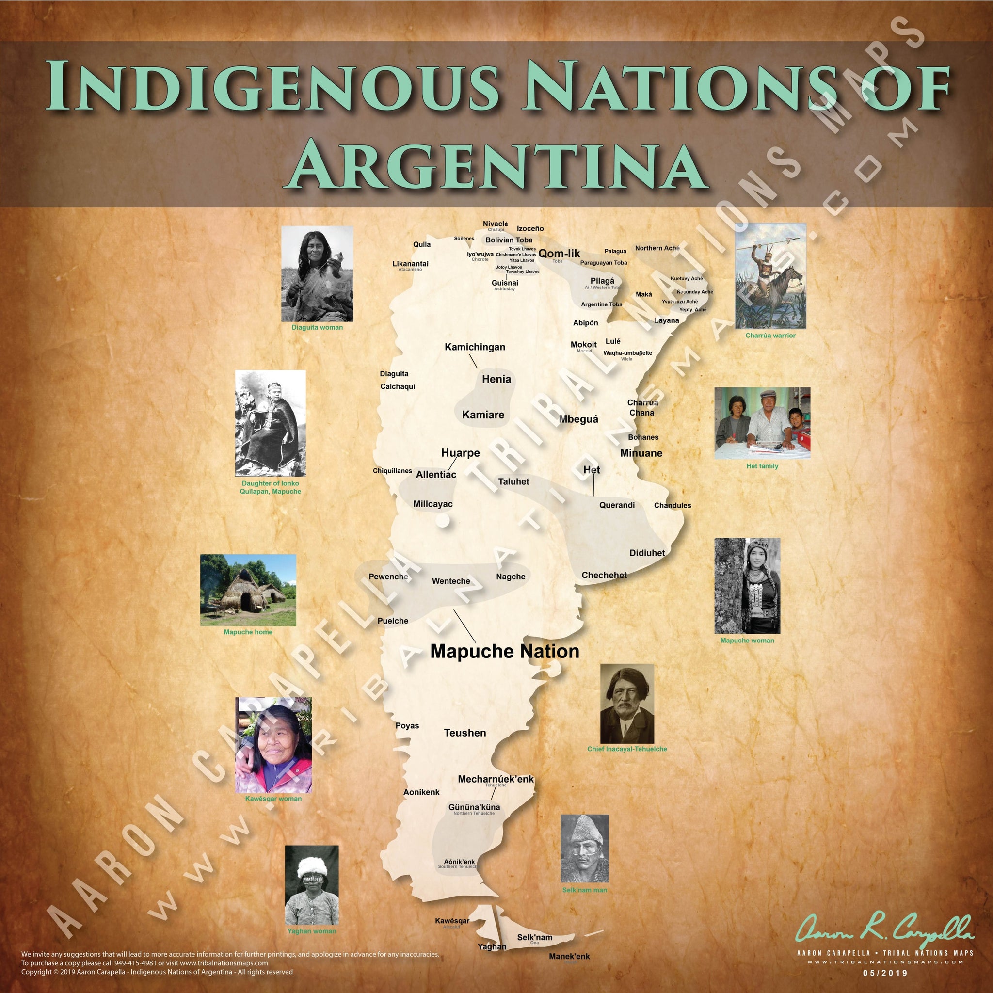 Indigenous Nations of Argentina - 18"x24" — pre-contact Native American tribal homeland map poster