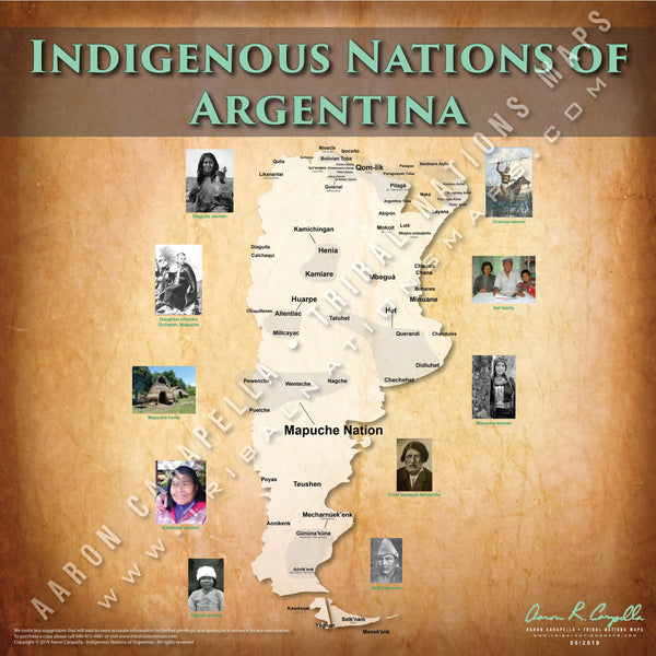 Indigenous Nations of Argentina - 18"x24" — pre-contact Native American tribal homeland map poster