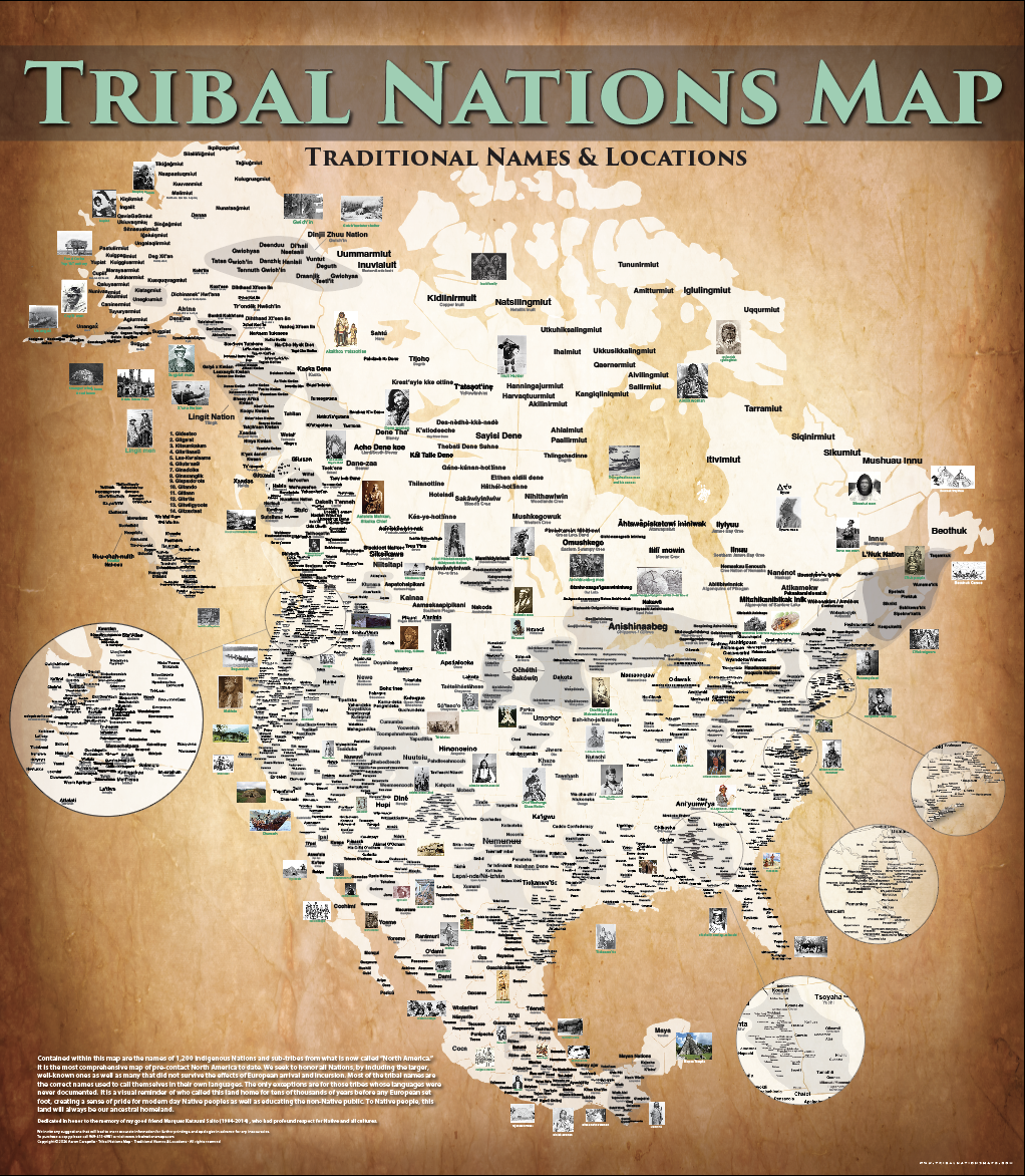 Tribal Nations - 48"x55" - Canvas — pre-contact Native American tribal homeland map poster