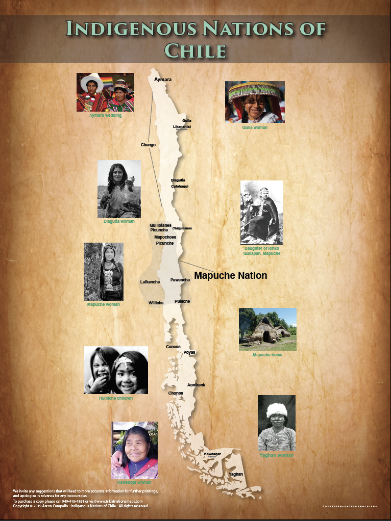 Indigenous Nations of Chile - 18"x24" — pre-contact Native American tribal homeland map poster