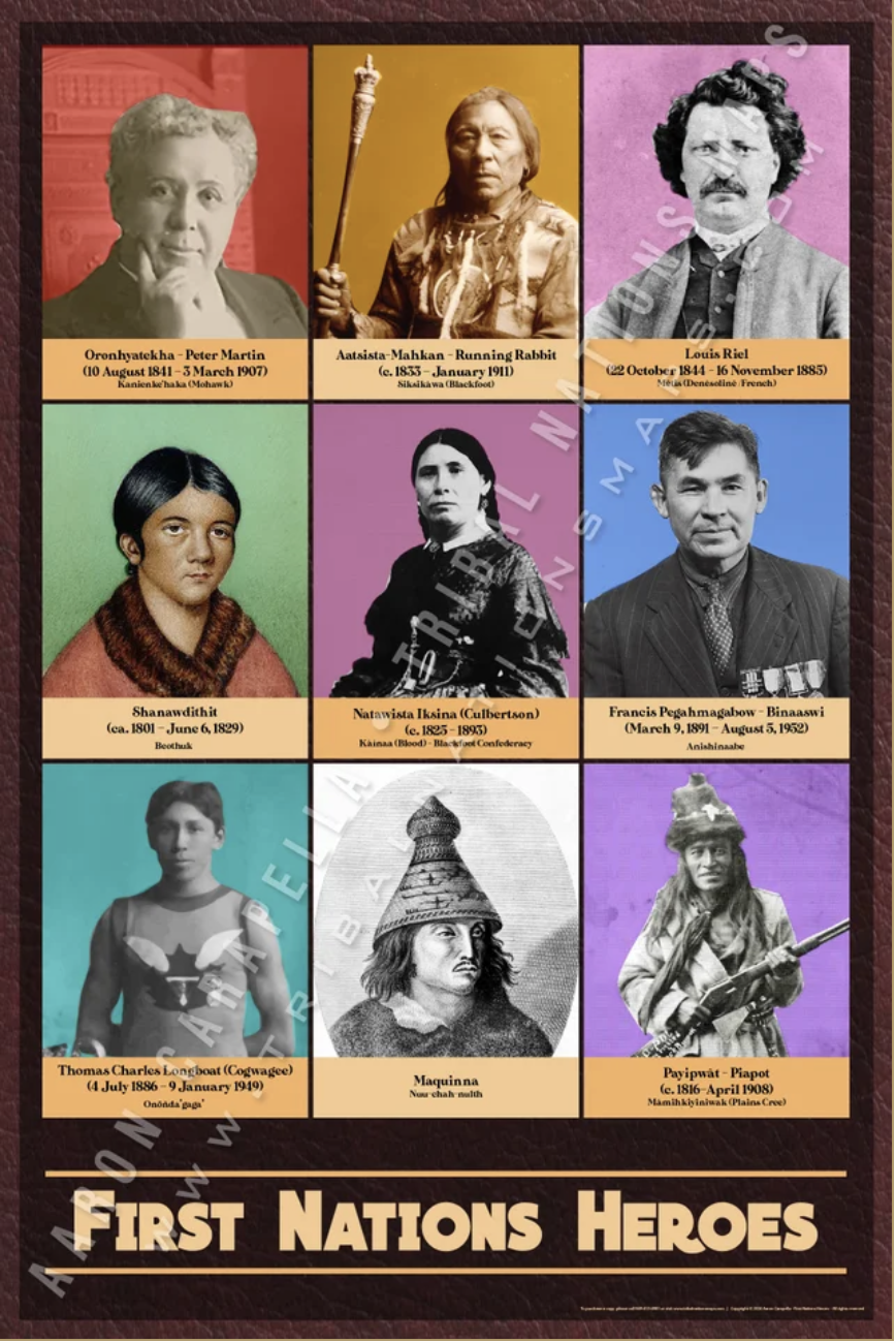 First Nations Heroes - 24"x36" — Native American historical figure portrait poster