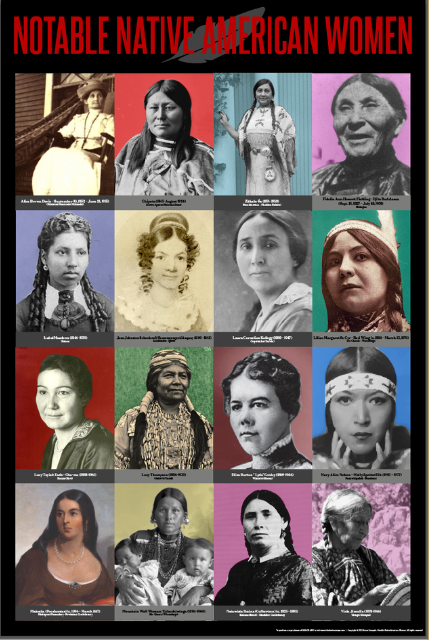 Notable Native American Women - 24"x36" — Native American historical figure portrait poster
