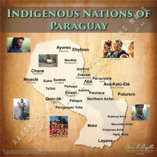 Indigenous Nations of Paraguay - 18"x24" — pre-contact Native American tribal homeland map poster