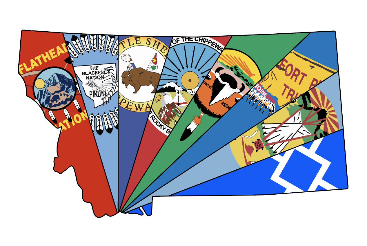 Montana Tribal Flags State Outline - 24"x36" – authentic Native American tribal flag