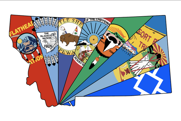 Montana Tribal Flags State Outline Flag – authentic Native American tribal flag
