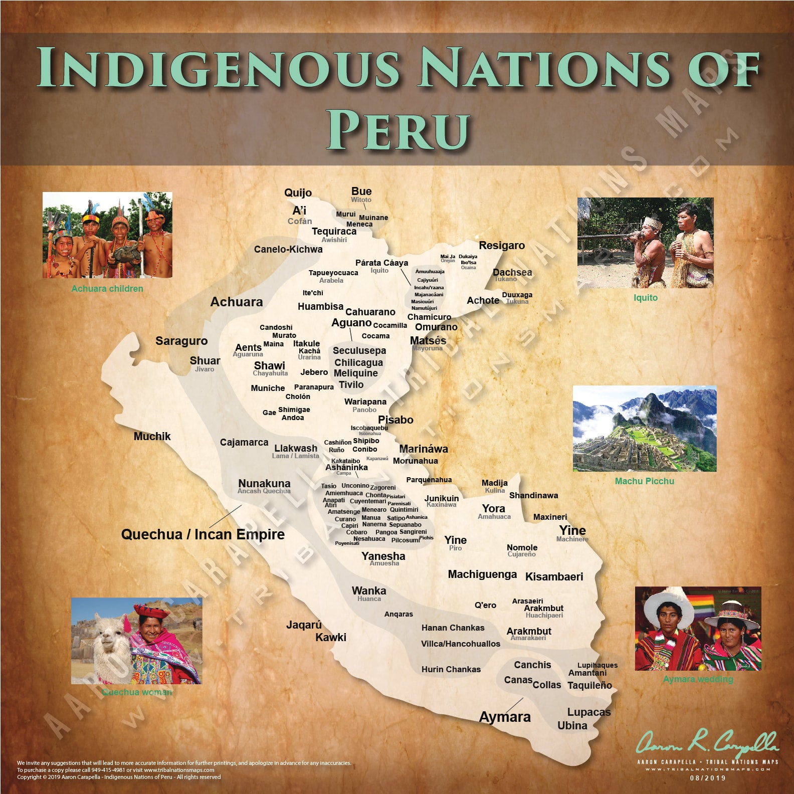 Indigenous Nations of Peru - 18"x24" — pre-contact Native American tribal homeland map poster