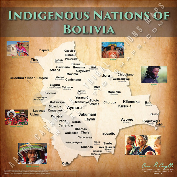 Indigenous Nations of Bolivia - 18"x24" — pre-contact Native American tribal homeland map poster