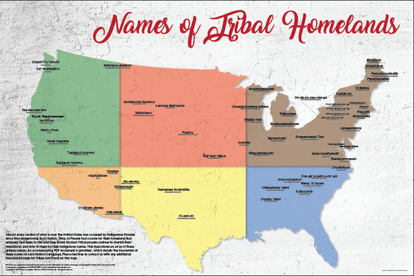 Names of Tribal Homelands - 24"x36" — pre-contact Native American tribal homeland map poster