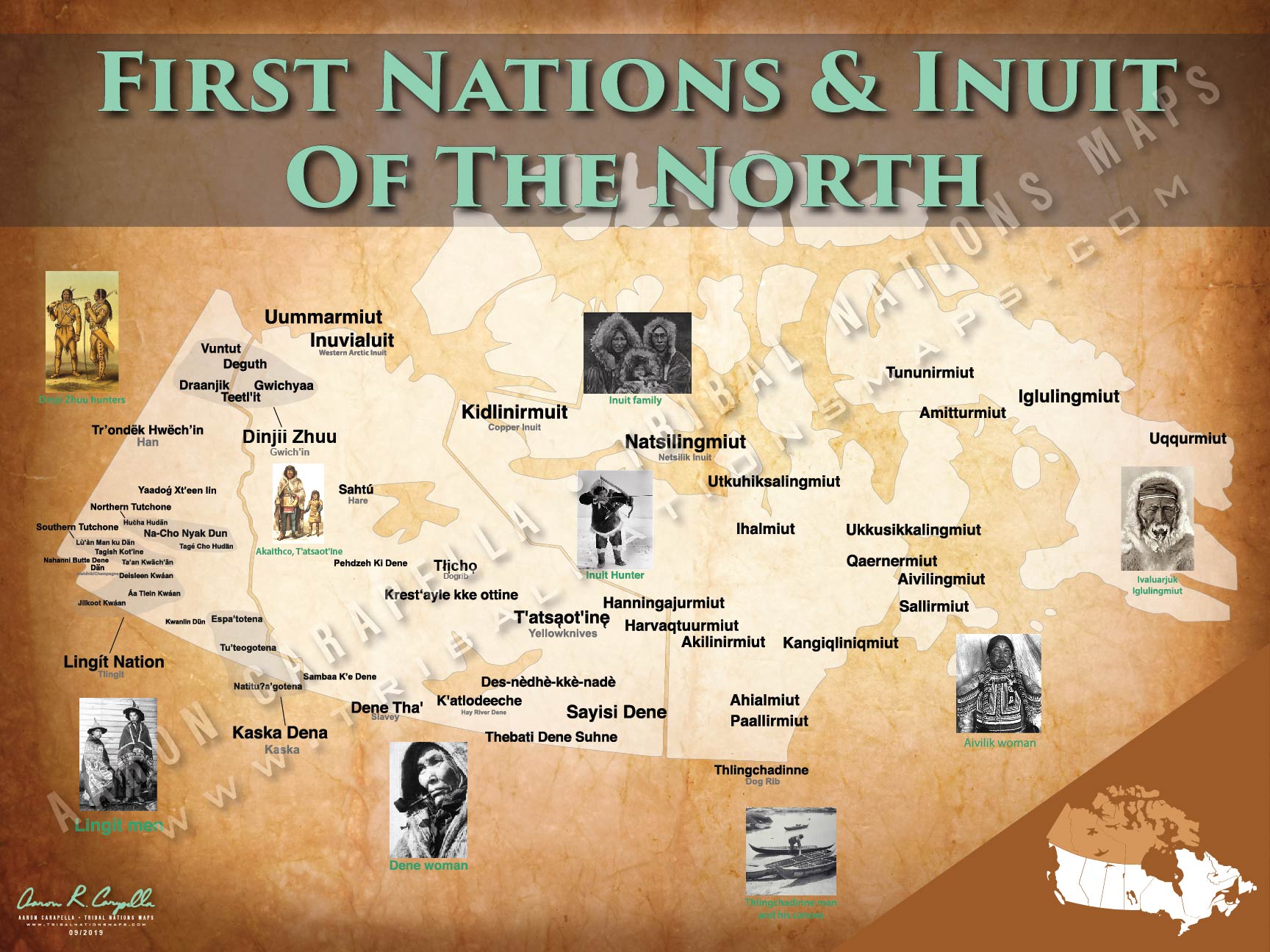First Nations & Inuit of the North - 18"x24" — pre-contact Native American tribal homeland map poster