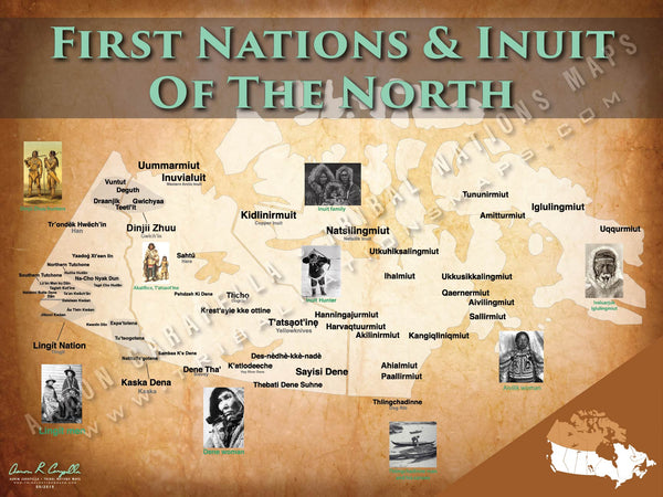 First Nations & Inuit of the North - 18"x24" — pre-contact Native American tribal homeland map poster