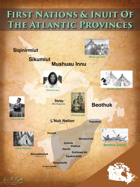 First Nations & Inuit of the Atlantic Provinces - 18"x24" — pre-contact Native American tribal homeland map poster