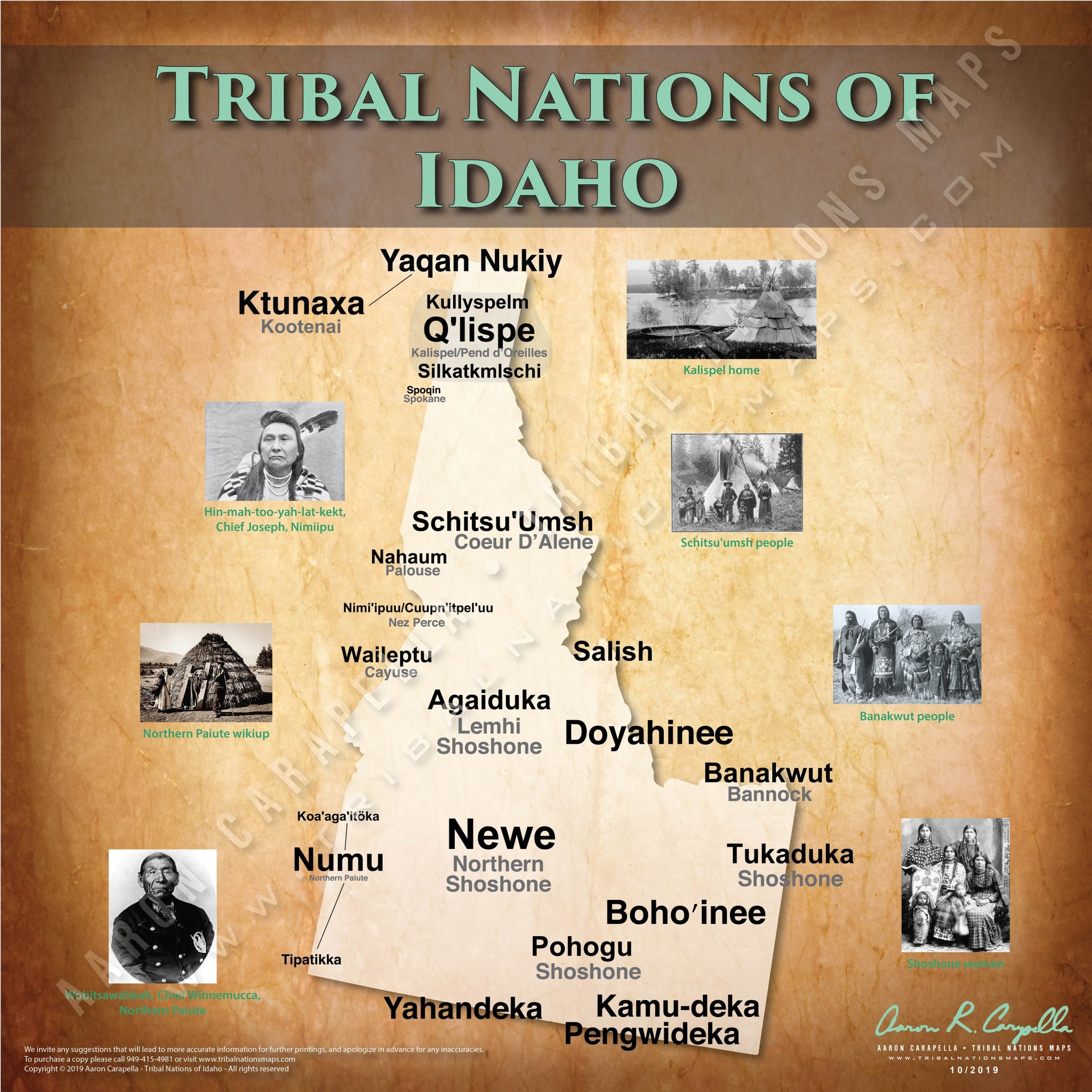 Native American tribes map of Idaho showing pre-contact indigenous tribal homelands