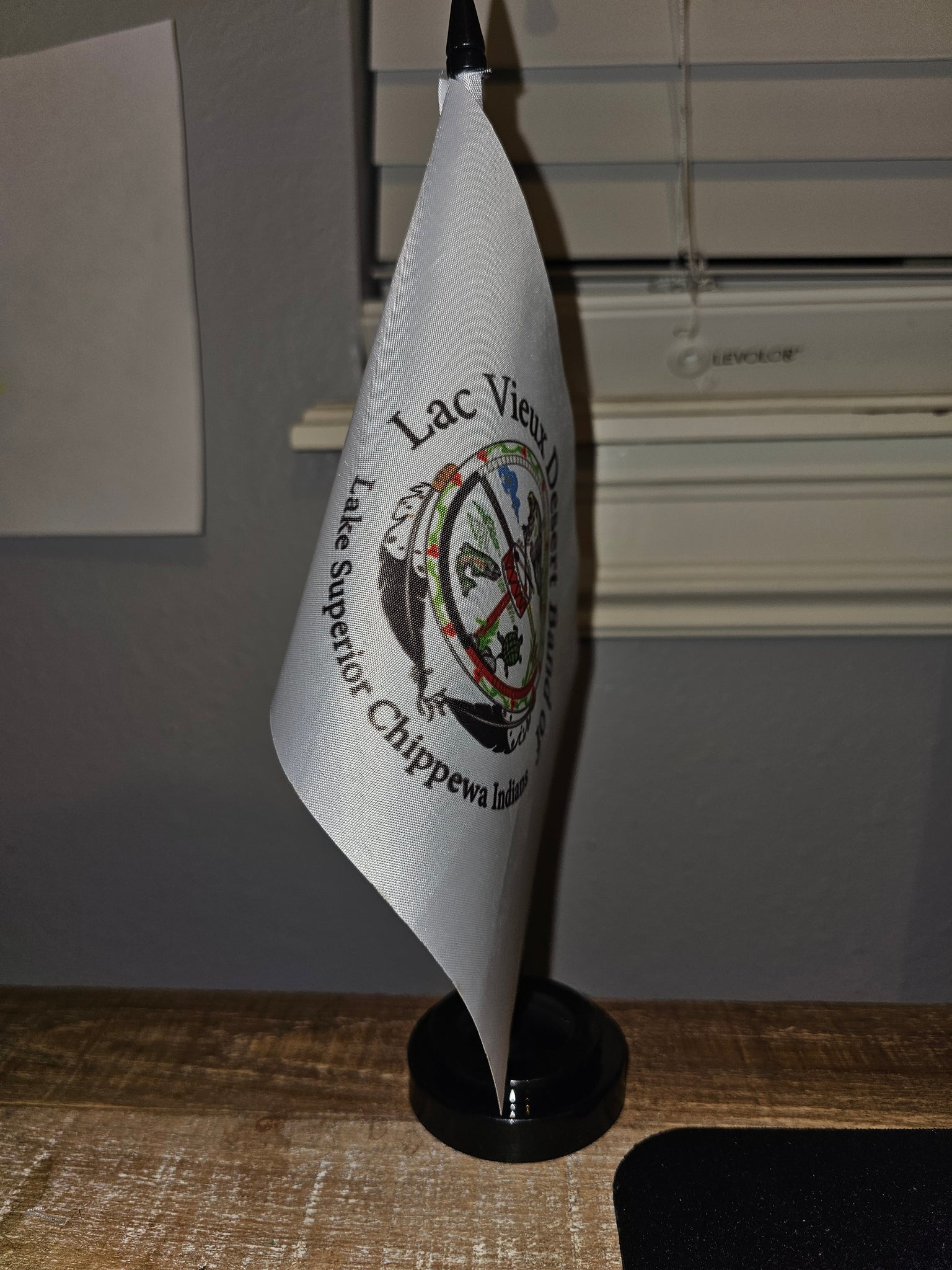 Lac Vieux Desert Band of Lake Superior Chippewa Indians Tabletop Flag – authentic Native American tribal flag