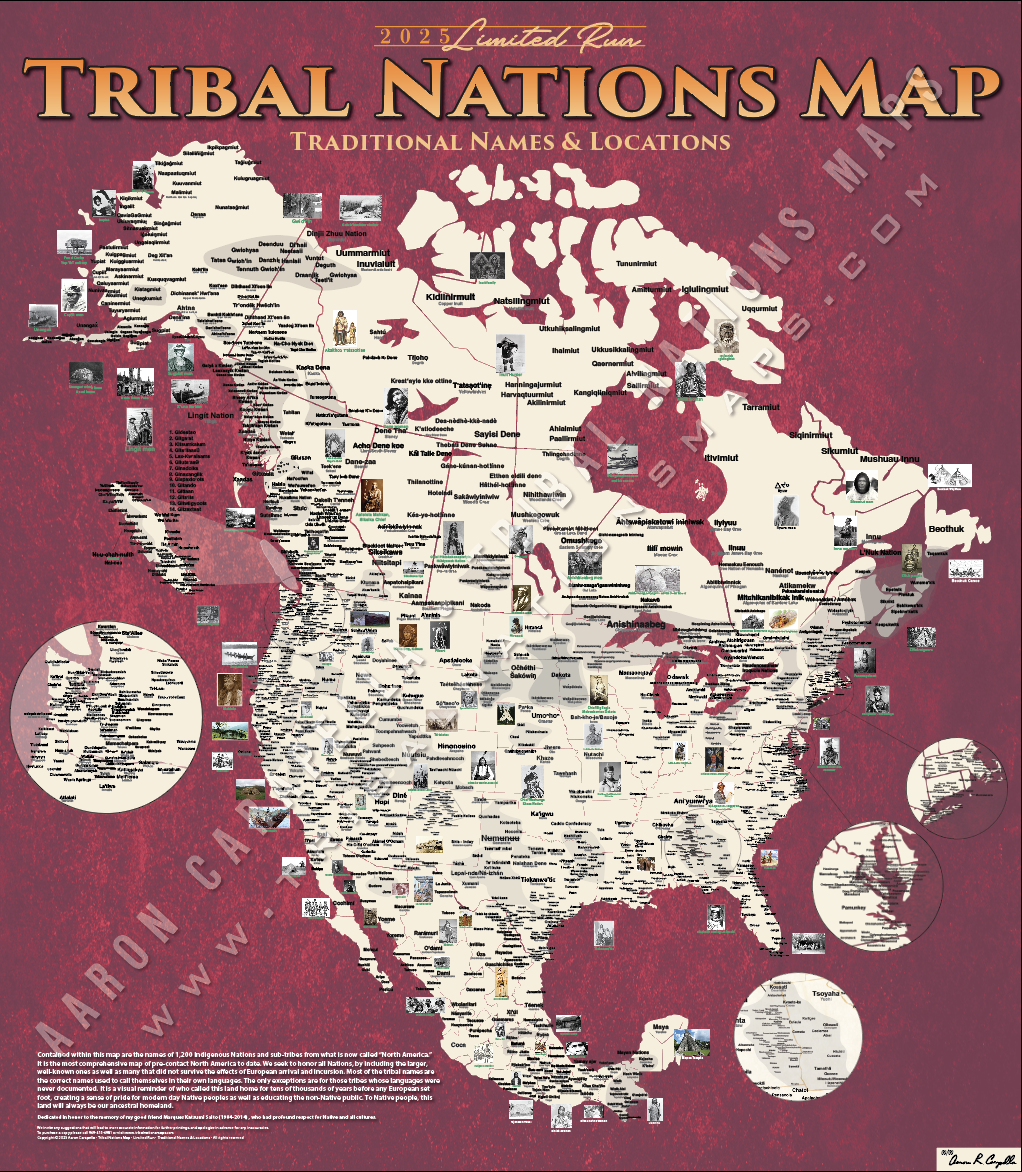 2025 Limited Run - Tribal Nations - 48"x55" - Poster — pre-contact Native American tribal homeland map poster