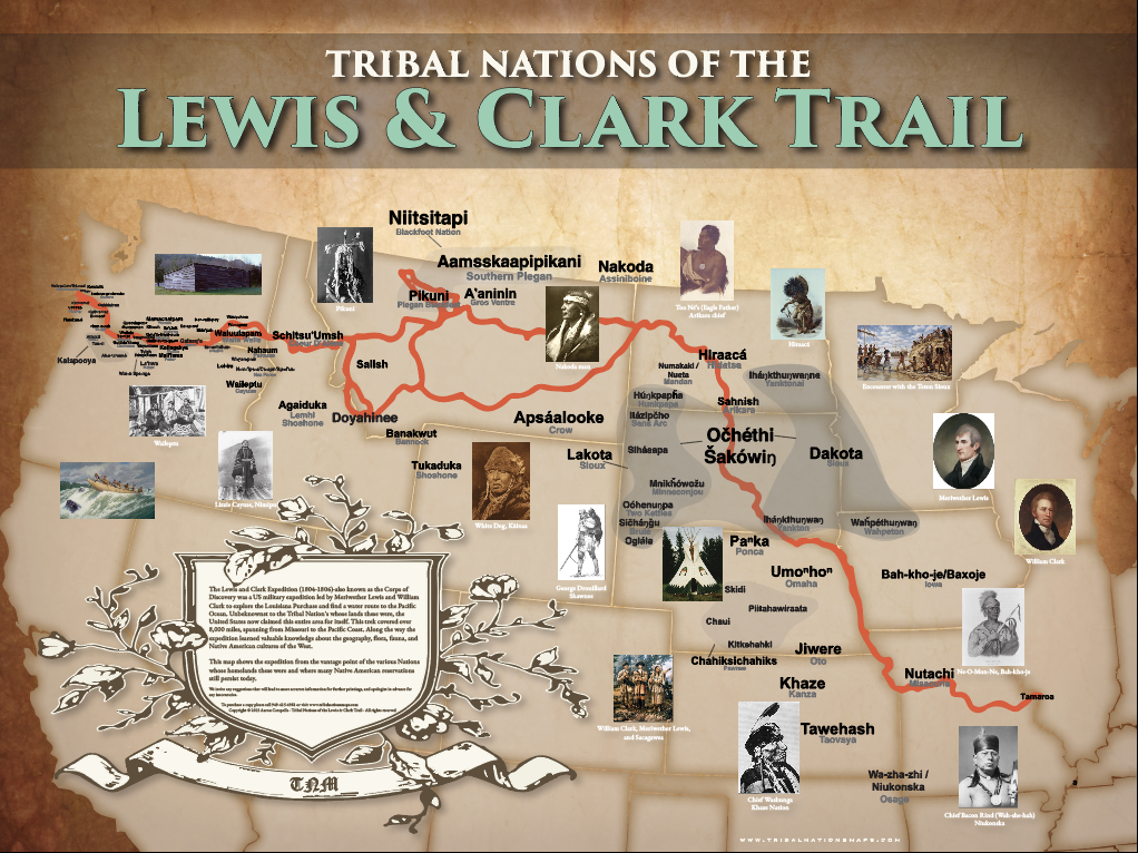 Tribal Nations of the Lewis & Clark Trail - 18"x24" — pre-contact Native American tribal homeland map poster