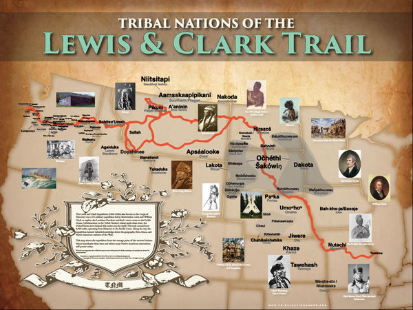 Tribal Nations of the Lewis & Clark Trail - 18"x24" — pre-contact Native American tribal homeland map poster