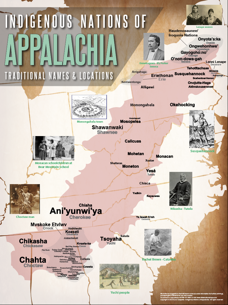 Indigenous Nations of Appalachia Map - 18"x24" — pre-contact Native American tribal homeland map poster