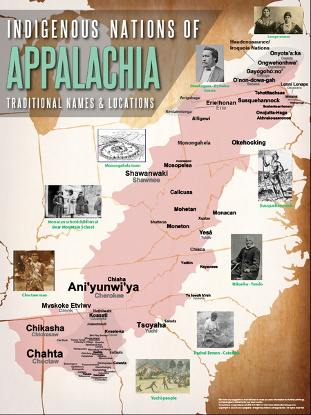 Indigenous Nations of Appalachia Map - 18"x24" — pre-contact Native American tribal homeland map poster