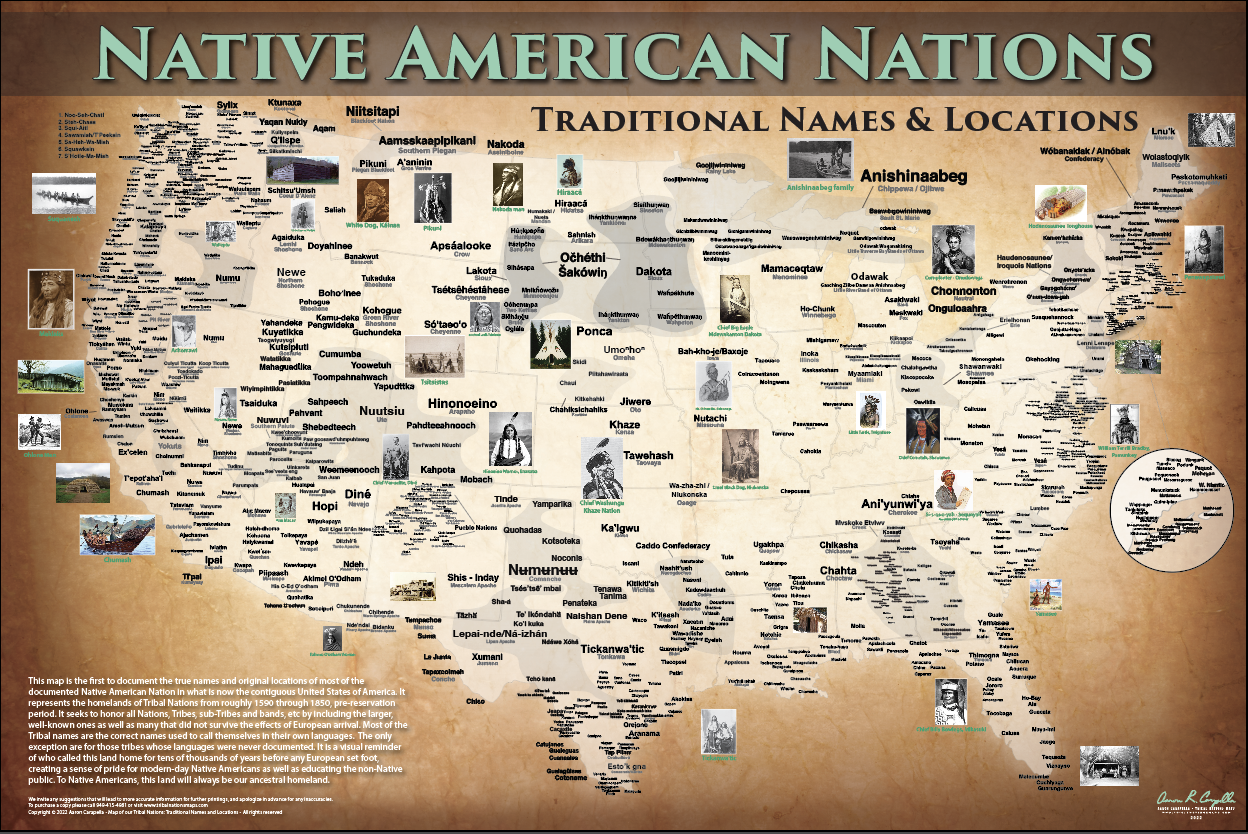 Native America - 24"x36" — pre-contact Native American tribal homeland map poster