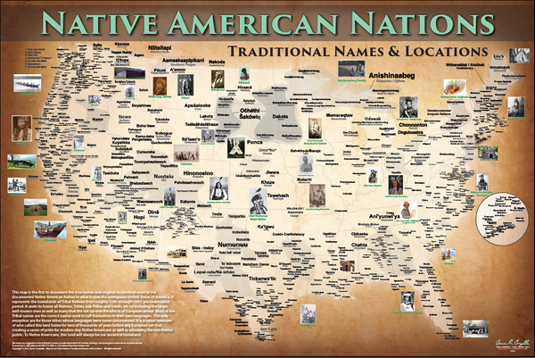 Native America - 24"x36" — pre-contact Native American tribal homeland map poster