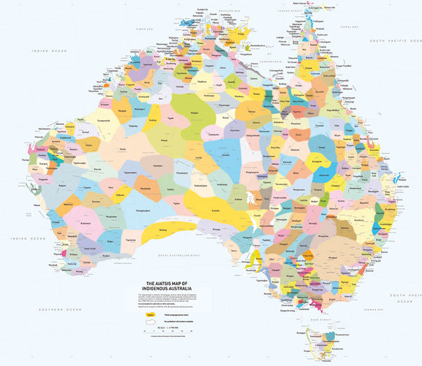 The AIATSIS Map of Indigenous Australia - 33"x47" Poster — pre-contact Native American tribal homeland map poster