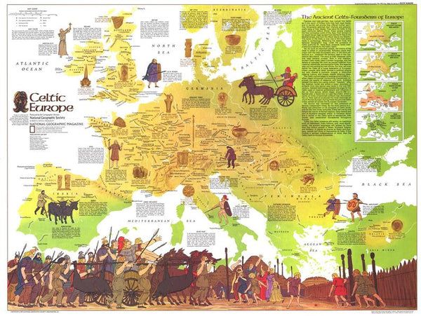 Celtic Europe Map : By National Geographic - 30 x 22 inches — pre-contact Native American tribal homeland map poster