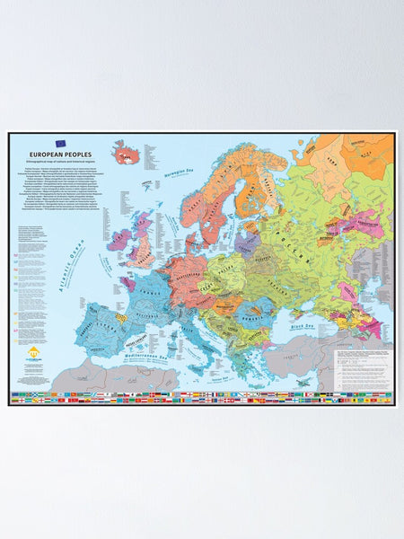 European Peoples : Ethnographic Map - 33 x 23 inches — pre-contact Native American tribal homeland map poster