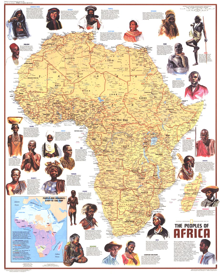 Peoples of Africa Map - National Geographic - 22 x 28 inches — pre-contact Native American tribal homeland map poster