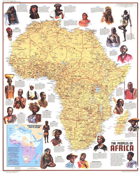 Peoples of Africa Map - National Geographic - 22 x 28 inches — pre-contact Native American tribal homeland map poster