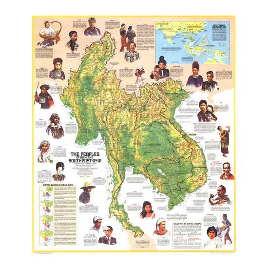 Peoples of Mainland Southeast Asia Map - National Geographic - 24 x 24 inches — pre-contact Native American tribal homeland map poster