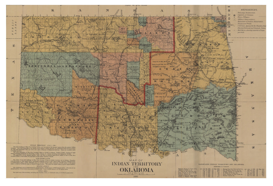 Oklahoma 1890 Indian Territory Map